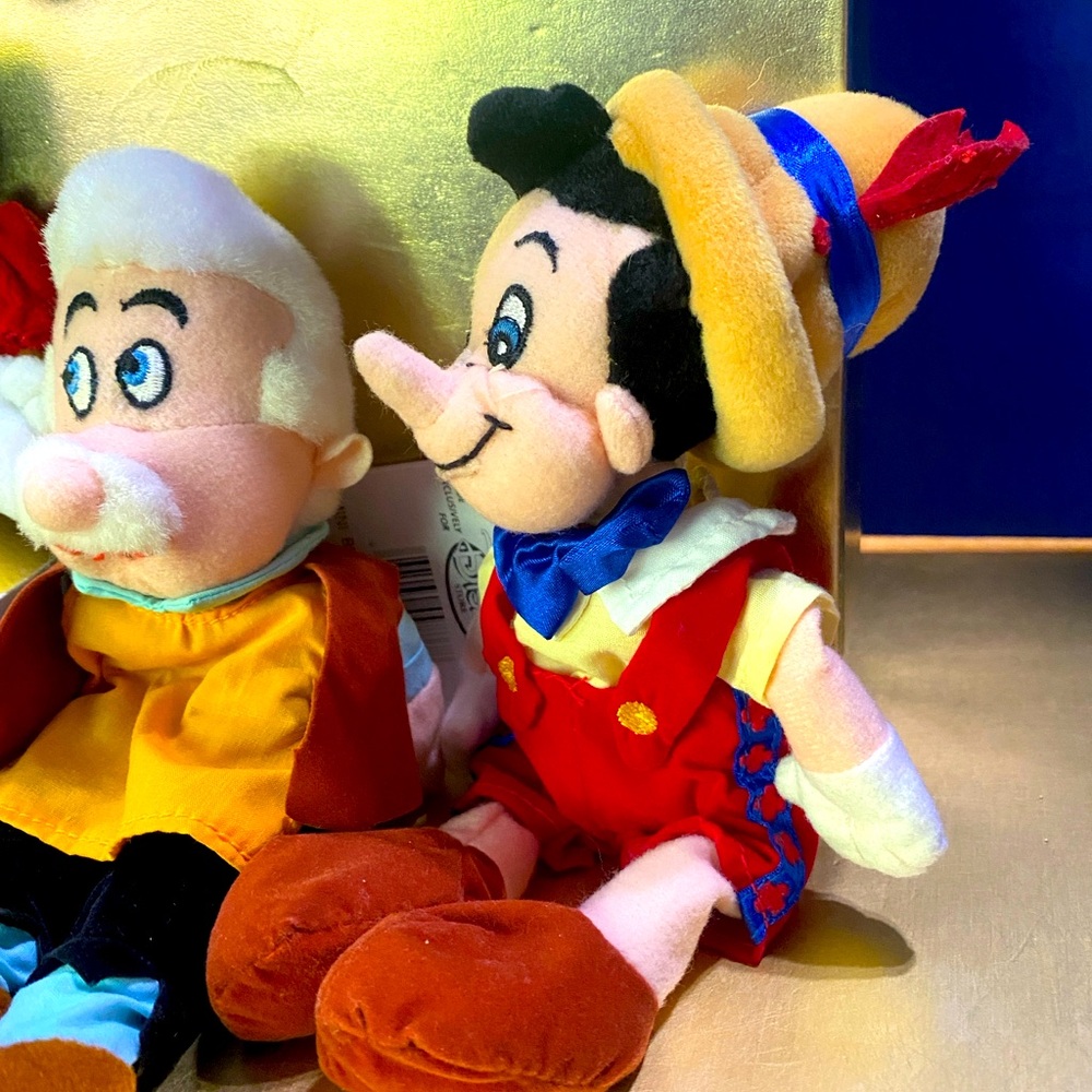 DISNEY EXCLUSIVE NWT VTG 90s PINOCCHIO RETIRED BEAN BAG PLUSH COMPLETE SET OF 4 - Picture 3 of 13